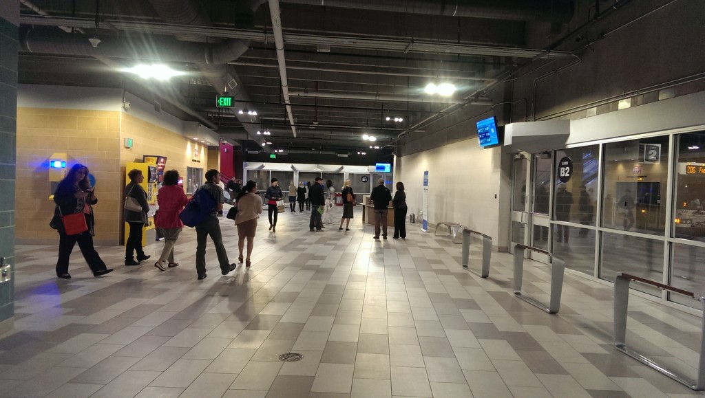 Underground Transportation Center - Bars on the right are a "standing" seat. Very comfortable